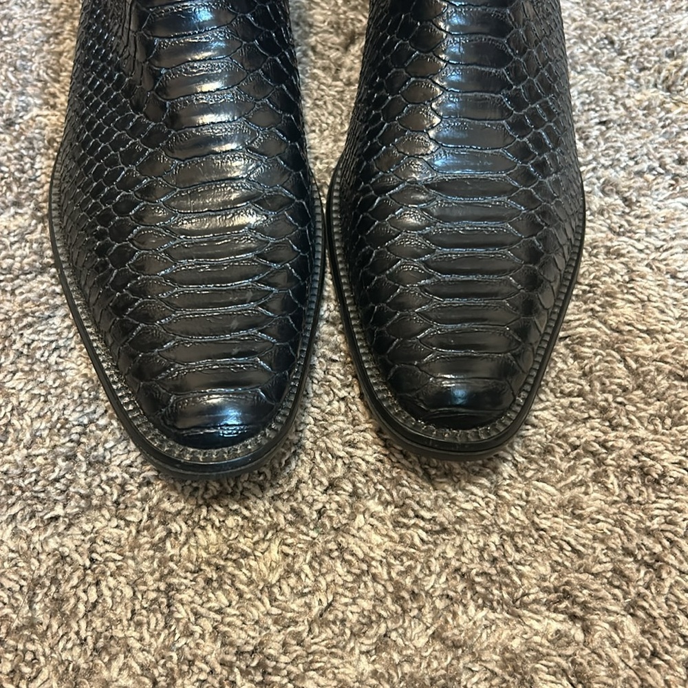 Enzo Romeo Black Snakeskin Embossed Cowboy Boots Men’s 6.5 / Women’s 8–8.5 - Picture 6 of 8